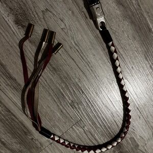 Braided Leather Lanyard with Metal Ends Motorcycle whip